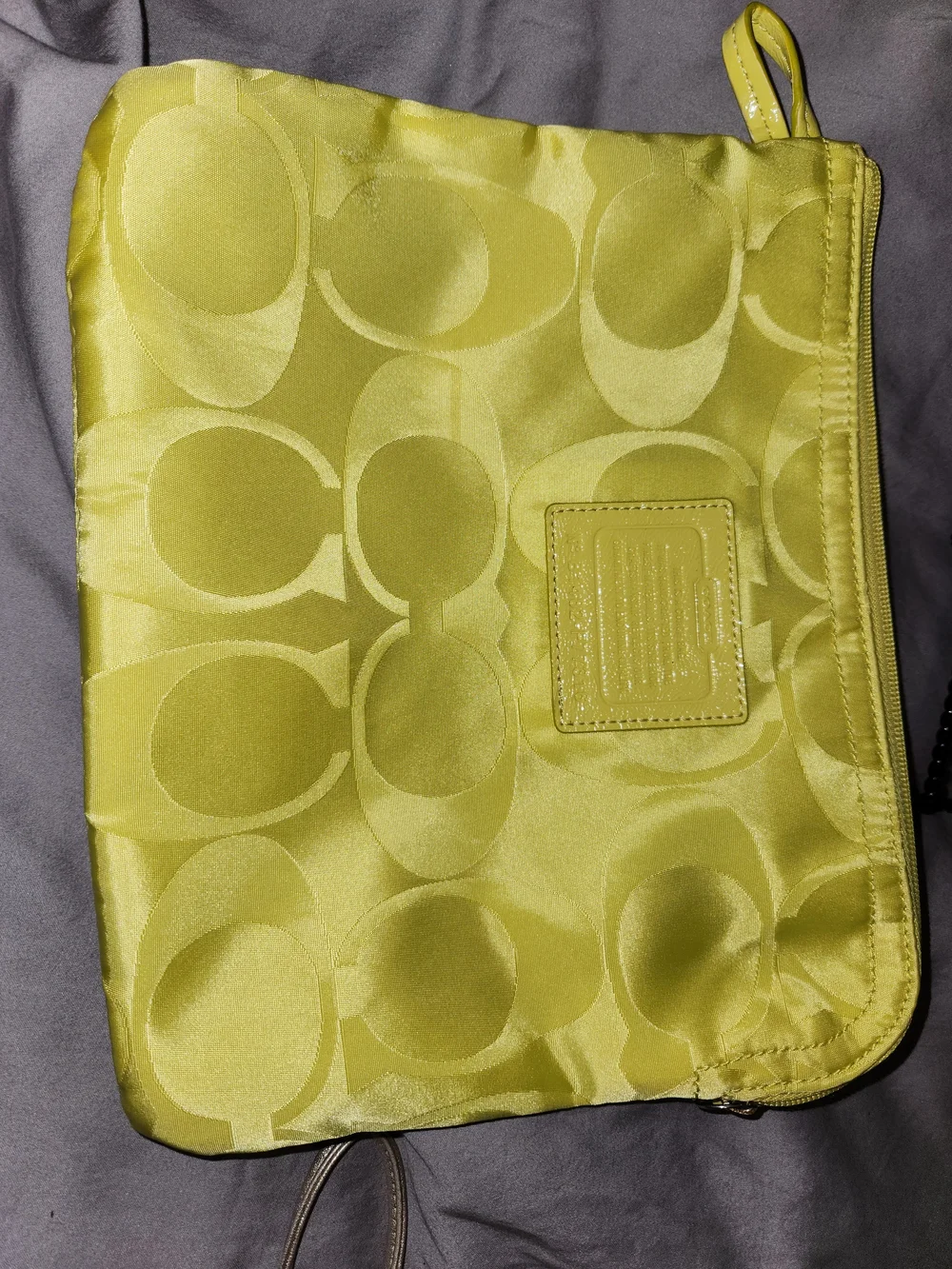 Coach Signature Satin Pouch in Yellow